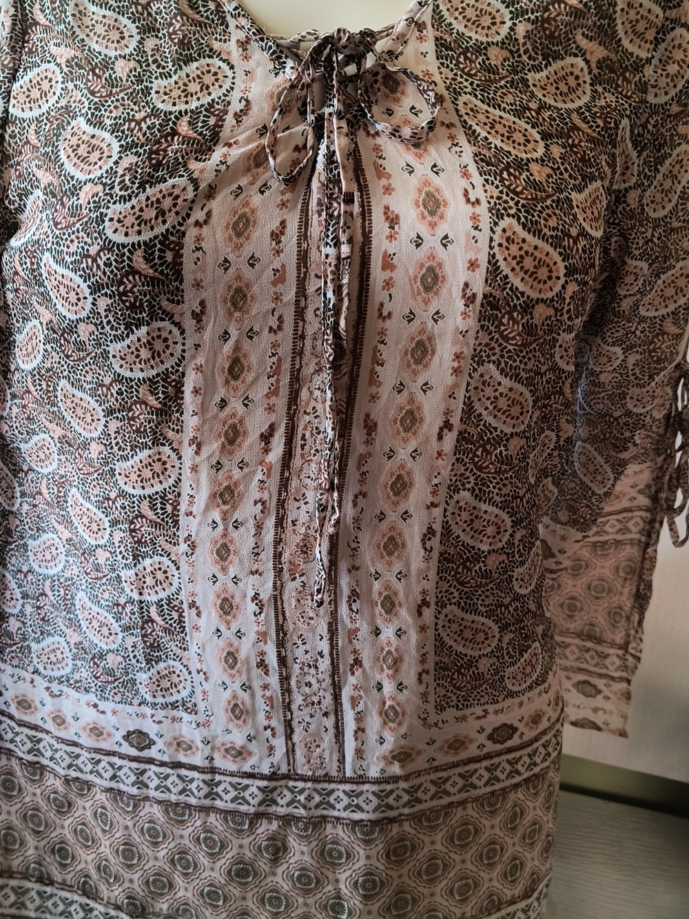 Boho Pink Paisley Tie-Front Tunic Top by Apt. 9